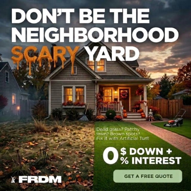 FRDM ad: don't be the neighborhood scary yard, $0 down and 0% interest