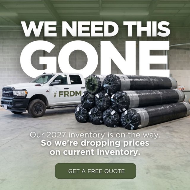 FRDM ad: we need this gone, an inventory sale with a truck and rolls of turf