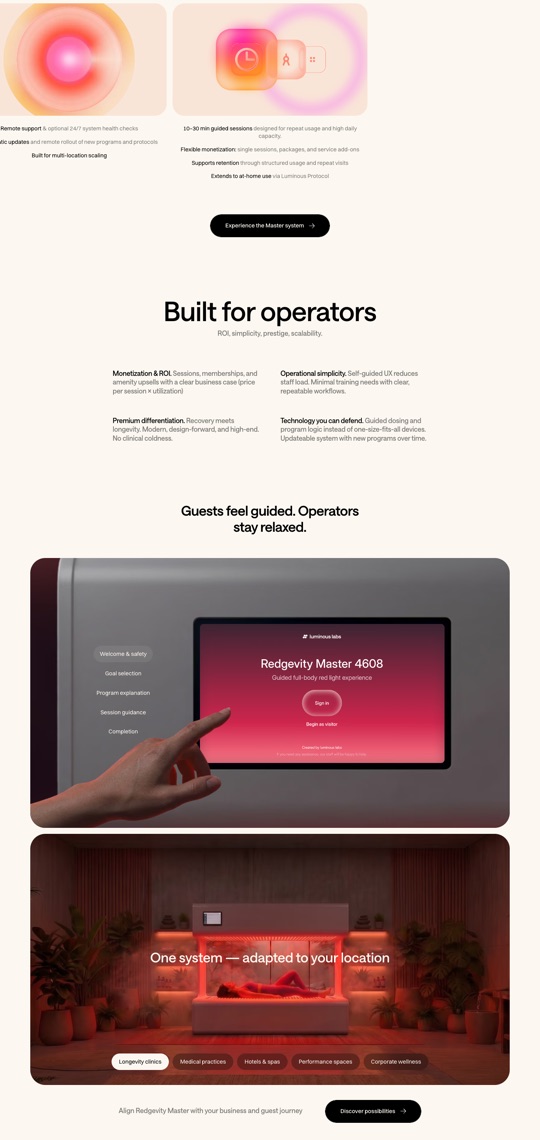 Luminous Labs website, top of the homepage